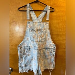 Floral Denim Overalls